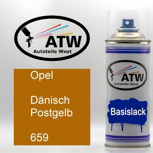 Opel, Dänisch Postgelb, 659: 400ml Sprühdose, von ATW Autoteile West.